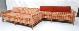 Lot 397 2pc Modern Dunbar Style Sofa Couch. Red  cream s