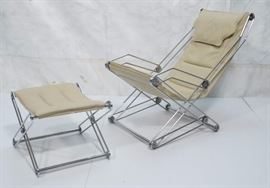 Lot 399 2 Pc ZANI Italian Lounge Chair  Ottoman. Beige l