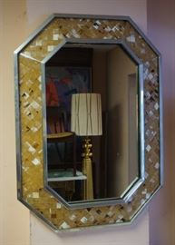 Lot 403 KARL SPRINGER Style Horn Tile Chrome Mirror. Octa