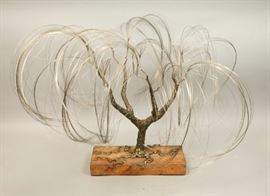 Lot 408 Modern Artisan Mixed Metal Tree Sculpture. Ponyta