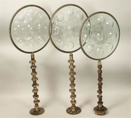 Lot 412 3pc Industrial Magiscope Glass Table Sculptures. 
