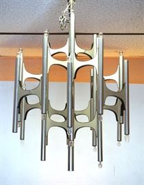 Lot 420 LIGHTOLIER Stainless Tube Hanging Chandelier. Mul