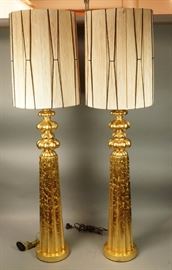 Lot 425 Pr Modern Decorator Fluted Column Table Lamps. Gi