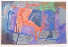 Lot 430 Lg JOHN NORRIS Modernist Oil Painting. Abstract e