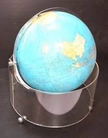 Lot 438 Huge Oversized World Glass Globe on Lucite Stand.