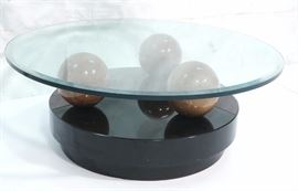 Lot 439 Contemporary Granite Ball Coffee Table. Black Lac