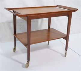Lot 453 PETER HVIDT Danish Modern Rolling Tea Cart. Bar C