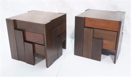 Lot 457 Pr TOQAPU Unique Nesting Tables Walnut Square Top