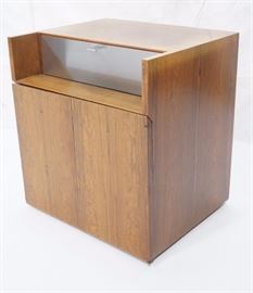 Lot 462 Rosewood Modern BiFold Door Rolling Cabinet. Ste