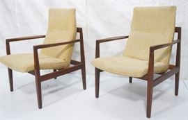 Lot 464 Pr JENS RISOM Attrib. Modern Lounge Chairs. Tall 