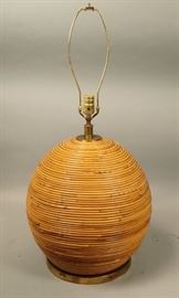 Lot 465 GABRIELLE CRESPI Style Bulbous Rattan Table Lamp.