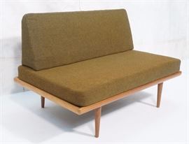 Lot 478 PETER HVIDT Danish Modern Love seat. Open teak ba