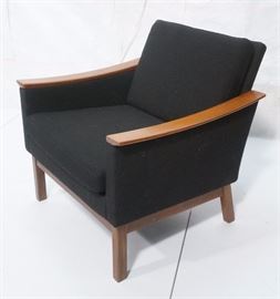 Lot 479 Danish Modern Teak Sloped Arm Lounge Chair. Black