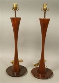 Lot 482 PHILLIP POWELL Inspired Modern Walnut Table Lamps