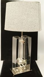Lot 485 Modernist Lucite  Chrome Table Lamp. Base marked