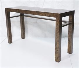 Lot 507 Tortoise Lacquered Modern Parsons Table. Small so