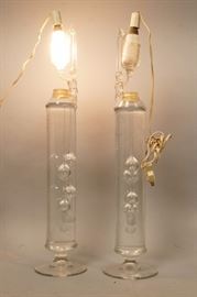 Lot 509 Pr Galileo style Glass Tube Column Modern Lamps. 