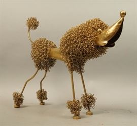 Lot 513 Contemporary Gilt Painted Poodle Dog Sculpture. C