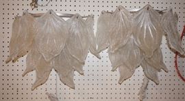 Lot 516 Pr Modern Art Glass Wall Sconces. Sculptured, tex