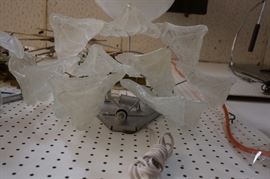 Lot 517 Pr Modern Glass Tile Wall Sconces. Molded amber 