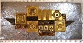 Lot 519 Brutalist SAMMY Mixed Metal Wall Sculpture. Indu