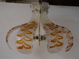 Lot 524 Modern Art Glass Leaf Form Hanging Chandelier. 6 