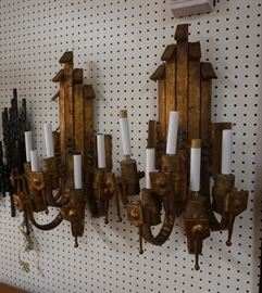 Lot 528 Pr Gilt Iron Italian Style Wall Sconces. Antique 