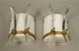 Lot 532 Pr Modern Italian Style Glass Brass Lucite Sconce