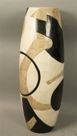 Lot 533 MARQUIS COLLECTION Travertine Mosaic Tall Vase. B