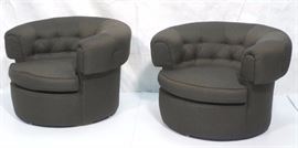 Lot 534 Pr Modern Rolling Barrel Back Lounge Chairs. Blac