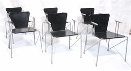 Lot 597 Set 6 Italian Memphis Style Metal Side Chairs. Gr