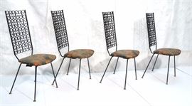Lot 598 Set 4 ARTHUR UMANOFF Tall Back Metal Dining Chair