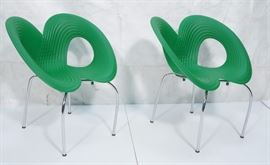 Lot 604 Pr Green Molded Plastic Ripple Chairs RON ARAD fo