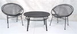Lot 607 3pc TEMPESTINI for SALTERINI Outdoor Table Chairs