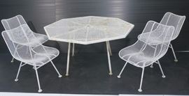 Lot 609 5 pc RUSSELL WOODARD Patio Table Side Chairs. Oct