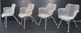 Lot 613 Set 4 RUSSELL WOODARD White Metal Mesh Side Chair