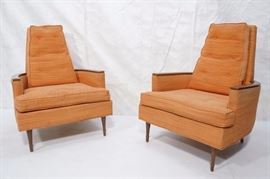 Lot 559 Pr Tall Angled Back Modern Orange Lounge Chairs. 