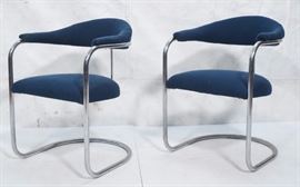 Lot 594 Pr Chrome Tube Frame Modern Lounge Chairs. T form