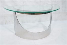 Lot 620 Modernist Demi Lune Glass Top Chrome Base Hall Ta