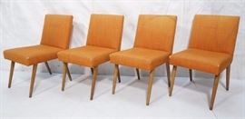 Lot 624 Set 4 Orange Tweed Modern Dining Side Chairs. Sim