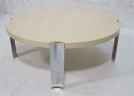 Lot 633 Modern Composition Faux Stone Round Cocktail Tabl