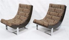 Lot 639 Chrome Frame Modern Lounge Chairs. Pr KNOLL Assoc