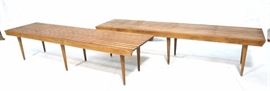 Lot 650 2 pc NELSON Style Modern Slat Bench Coffee Table 