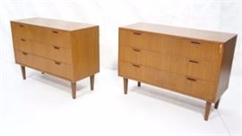 Lot 651 Pr Danish Modern Teak Bachelors Chests. 3 drawer 