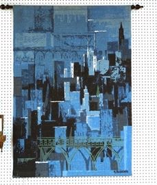 Lot 654 R. BUSHONG Fabric Tapestry Architectural Silk Scr