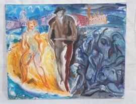 Lot 658 MAY BENDER Oil Painting. Abstract modernist, 2 fi