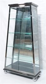 Lot 663 Pyramid Form Modern Glass Display Cabinet. Shelf 