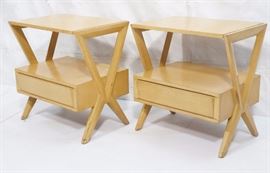 Lot 668 Pr Blond X Side Night Stands End Tables. Frank