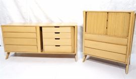 Lot 669 2pc Blond X Side Bedroom Furniture. Low dresser