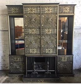 Lot 675 ADRIAN PEARSALL Custom Cabinet Shelf Unit Firepla